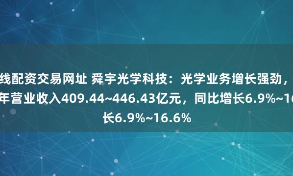 在线配资交易网址 舜宇光学科技：光学业务增长强劲，预测全年营业收入409.44~446.43亿元，同比增长6.9%~16.6%